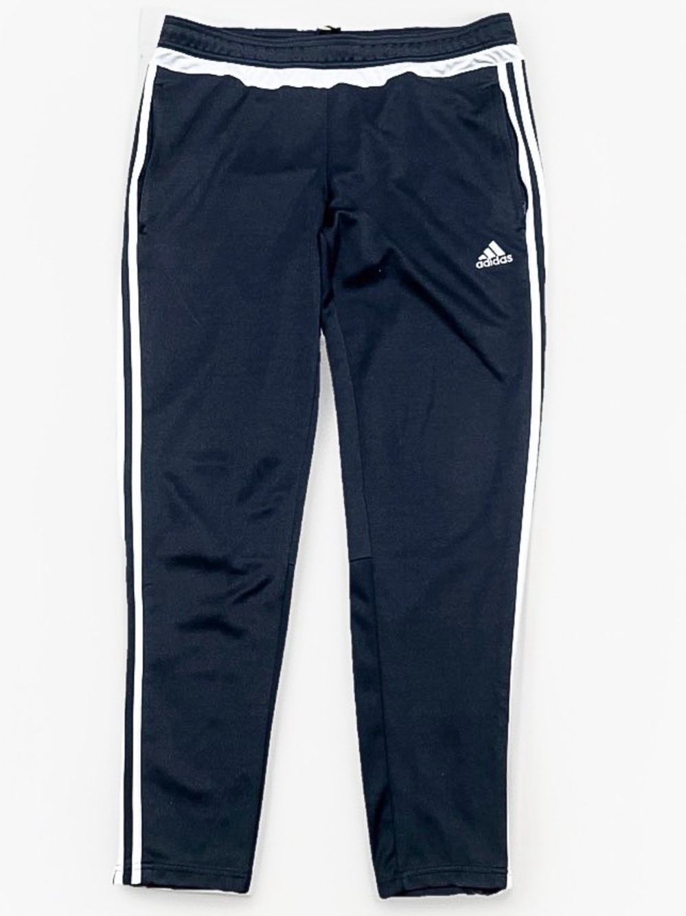 Adidas Pants Womens L Dark Gray White Logo Activewear Sports Pockets Zipper Legs